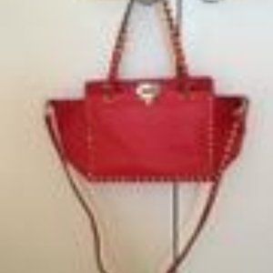 Valentino Rockstud Red Leather Tote